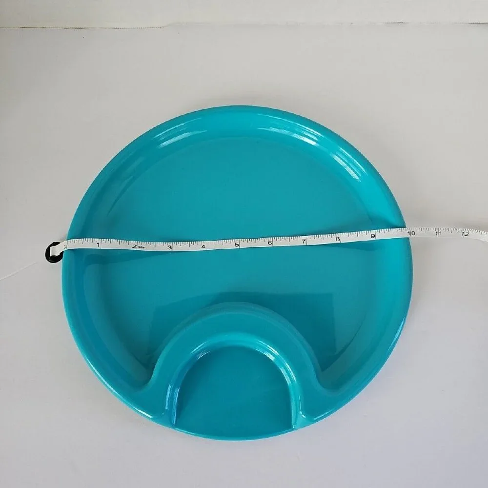 Set of 6 Pampered Chef Party Outdoor Picnic Plastic Plates #2823 Blue / Green